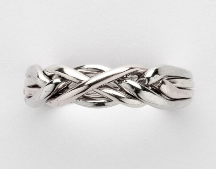 Ladies Tight Weave 4 Band Puzzle Ring in Sterling Silver 4T