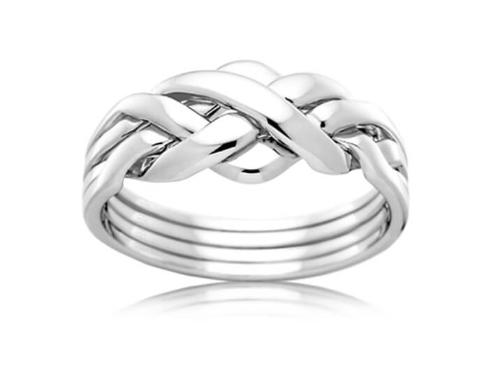 Womens Three-Tone Braided Ring