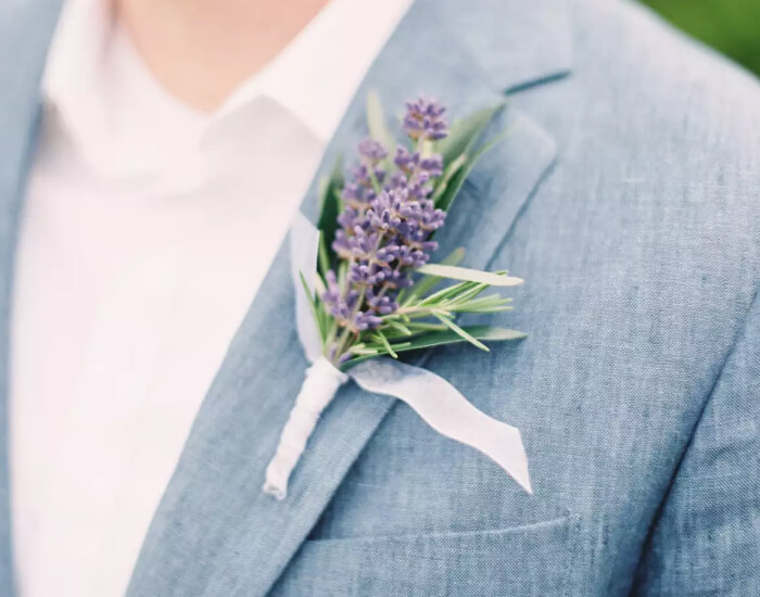 Lavender and Rosemary Boutonniere
