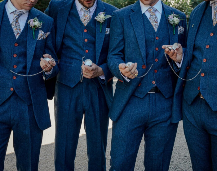 Pocket watches and boutonnieres for a classic touch
