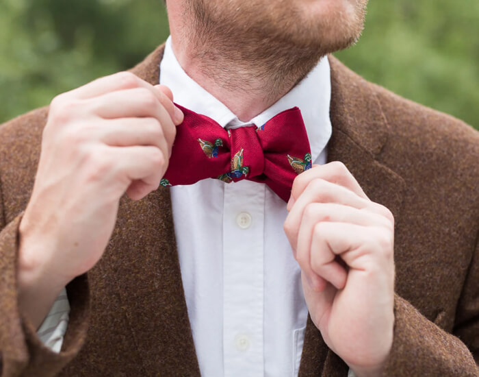 Solid color silk bow ties