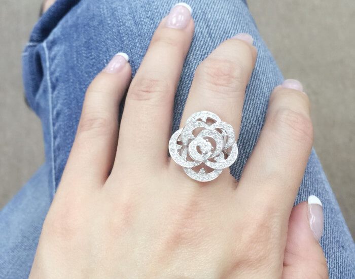 Camellia Diamond Flower Wedding Ring