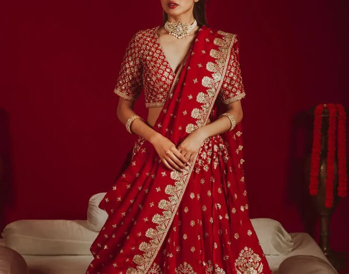 Classic Red Lehenga with Gold Embroidery