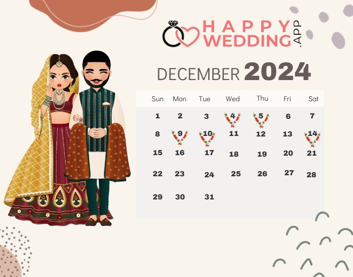 DECEMBER Wedding dates 2024