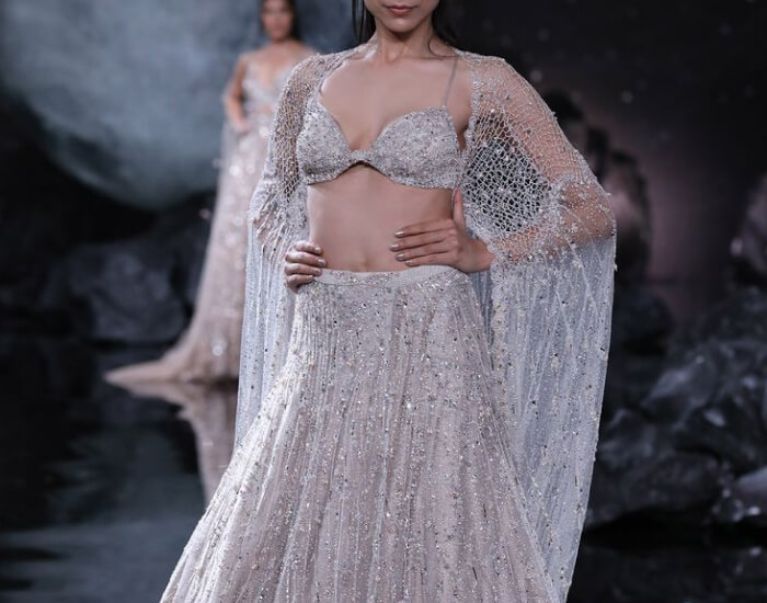 Ivory Lehenga with Delicate Silver Embroidery