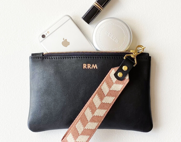 Monogrammed Leather Clutch