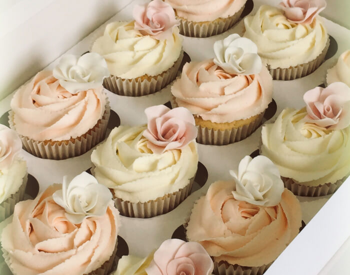 Blush and White Wedding Cupcakes