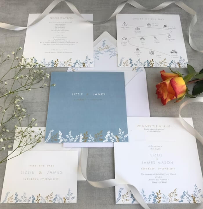 Elegant Silver Square Wedding Invitations