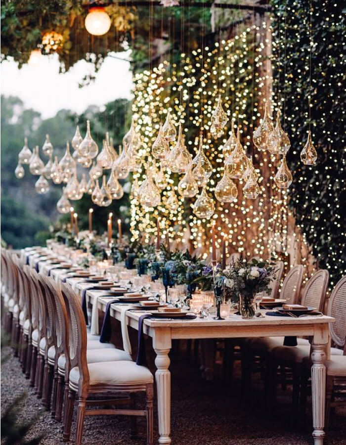 Fairy Lights Draped on Table Backdrops