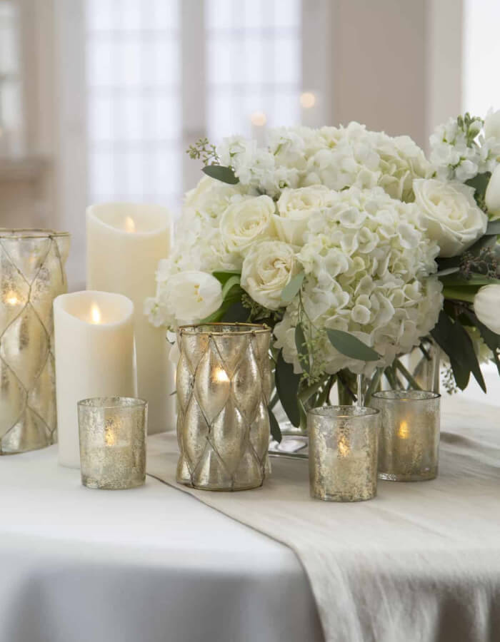 Frosted Glass Centerpieces with LED Lights