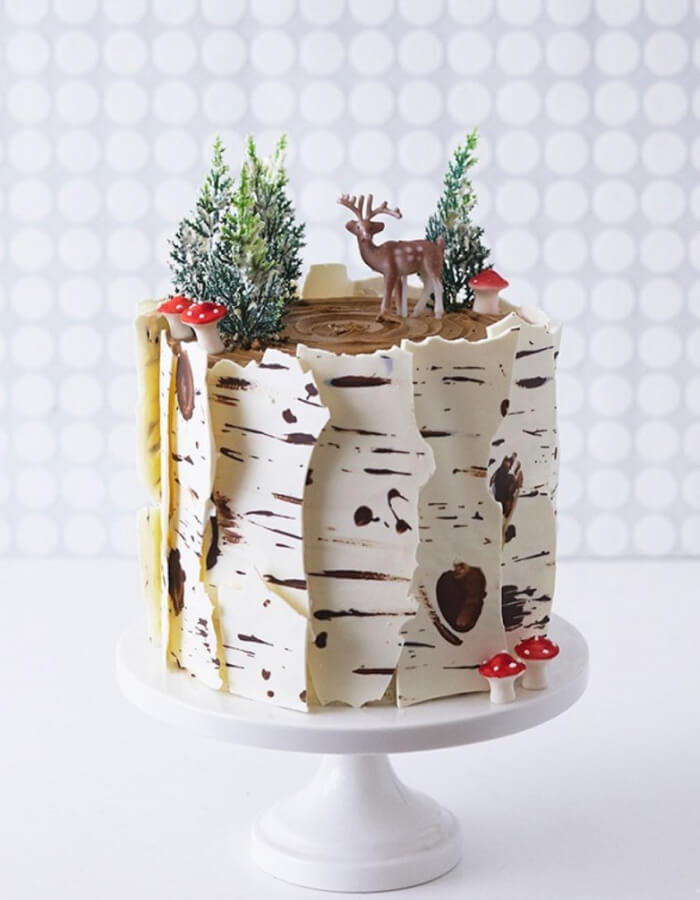 Snowy Evergreen Forest Cake