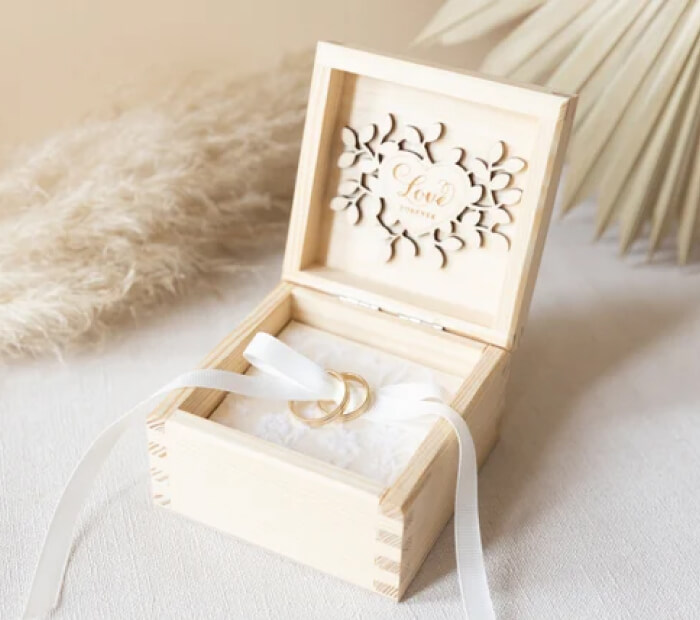 Gold Leaf Wedding Ring Box