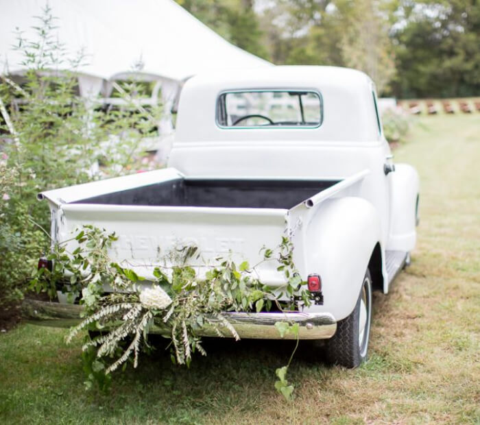 Rural Charm with a Tractor or Vintage Pickup Truck Wedding Entrance Cars Ideas
