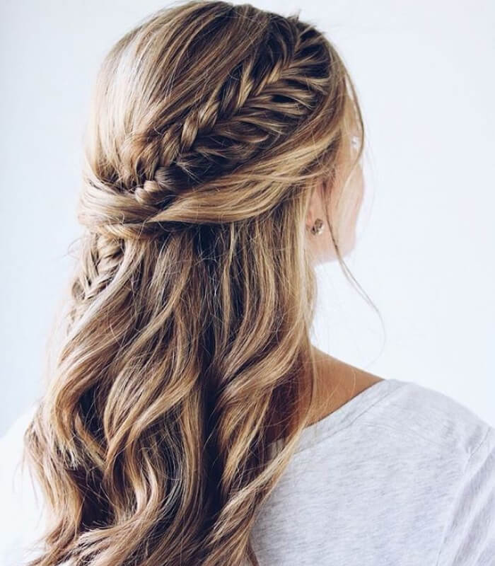 Textured Half-Up with Fishtail Braid