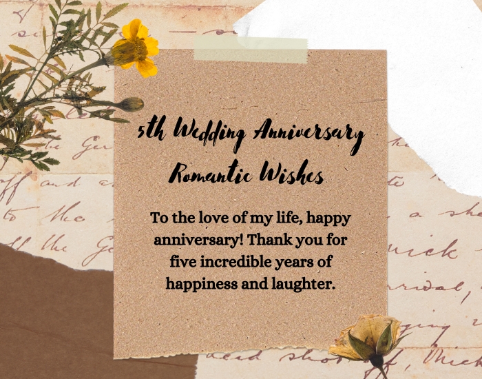 5th Wedding Anniversary Romantic Wishes