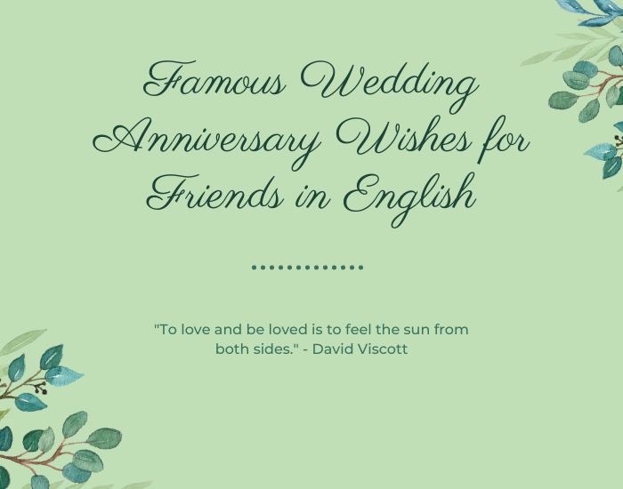 Famous Wedding Anniversary Wishes for Friends in English