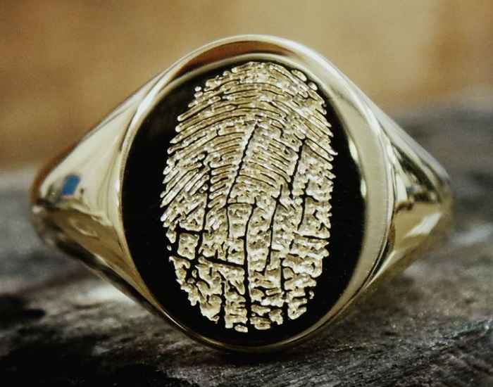 Fingerprint Onyx Ring