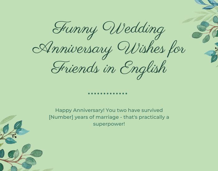 Funny Wedding Anniversary Wishes for Friends in English