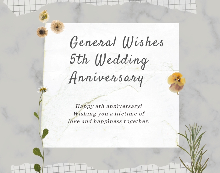 General Wishes 5th Wedding Anniversary