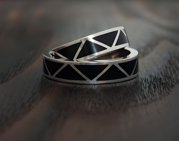Geometric Onyx Inlay Ring