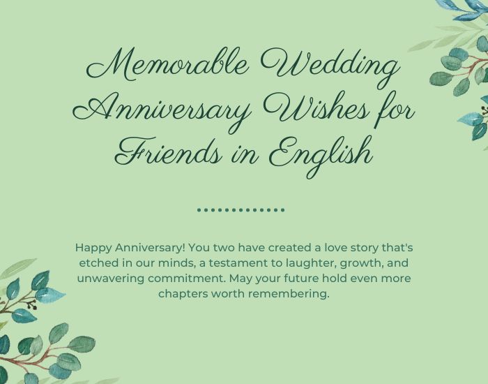 Memorable Wedding Anniversary Wishes for Friends in English