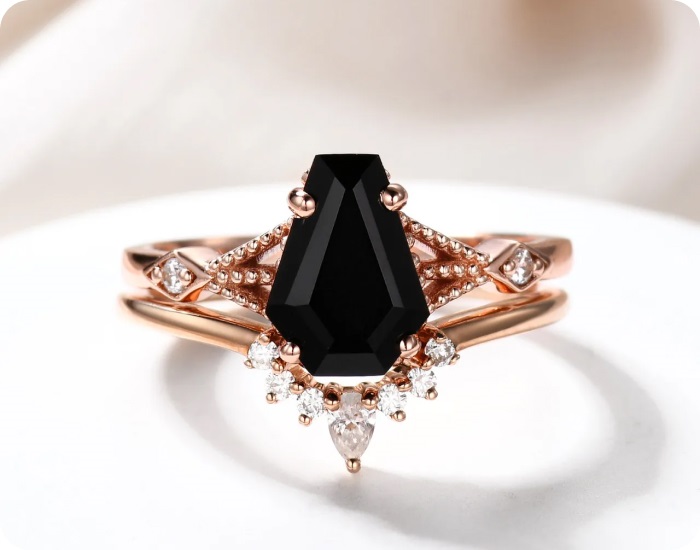Onyx and Rose Gold Ring