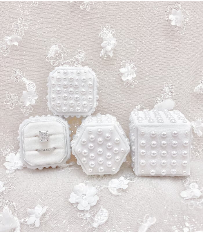 Pearl-Embossed Ring Boxes