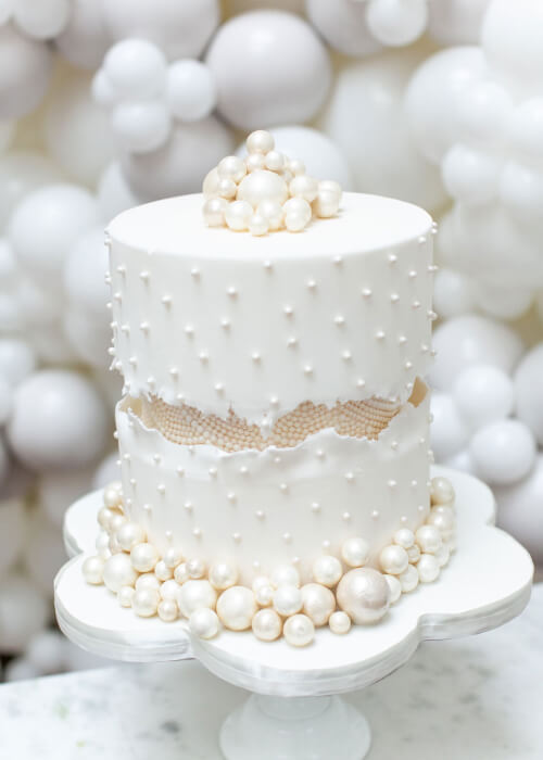 Pearl Encrusted Wedding Cake With Cake Pops