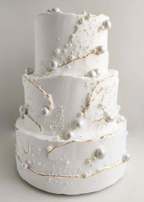 Pearl Wedding Cake With Marbled Texture