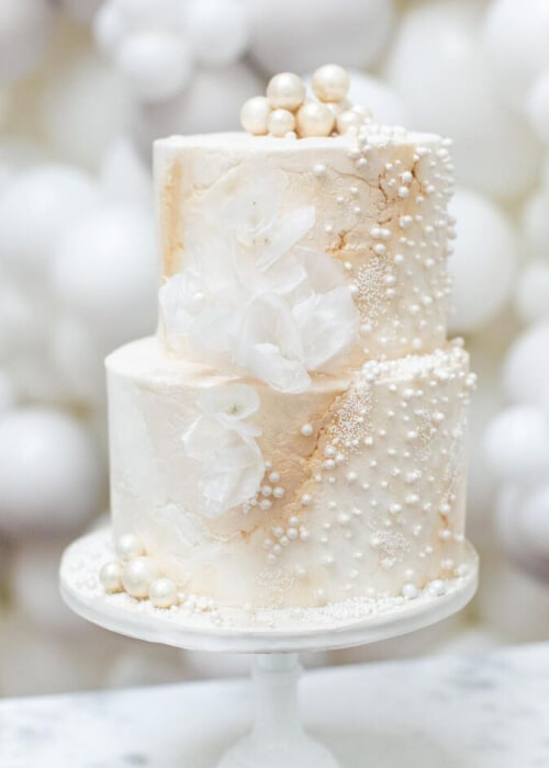 Petal and Pearl Wedding Cake