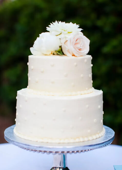 Wedding Cake With Pearls and Flowers