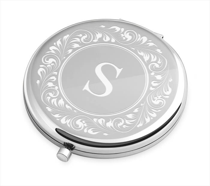Personalized Silver Compact Mirror