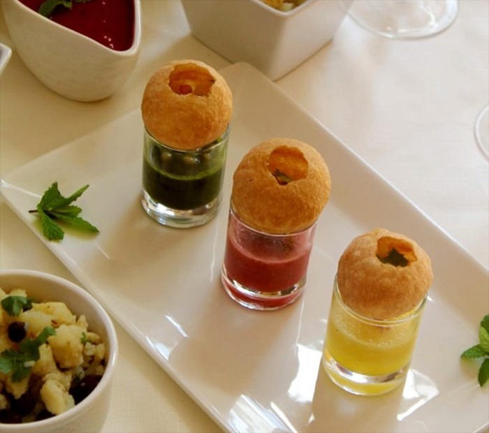 Pani Puri Shots with Flavored Waters