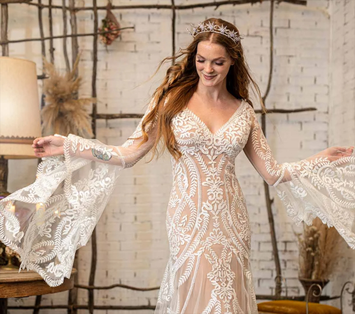 Bell-Sleeve Boho Dress