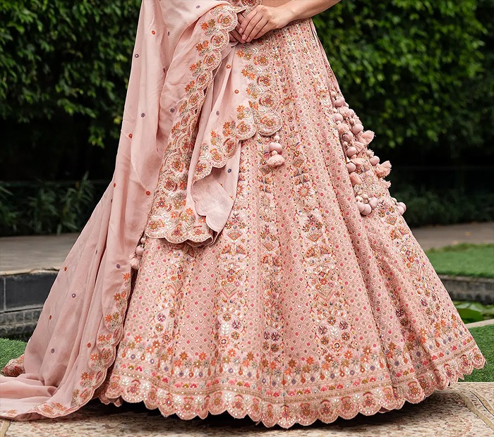 Embellished Lehenga in Textured Fabrics