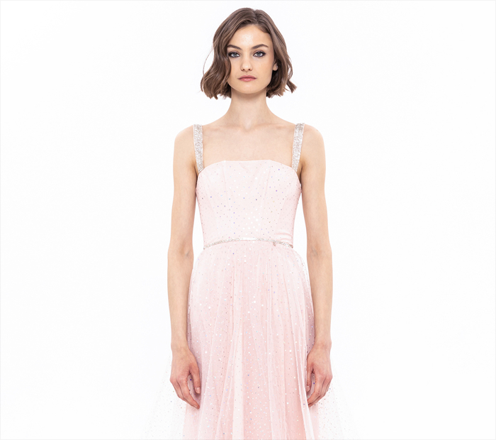 Embellished Tulle Midi Dress