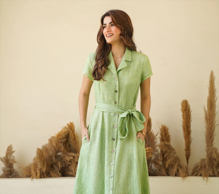 Linen Button-Down Dress