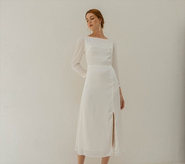 Long Sleeve Midi Dress with Slit