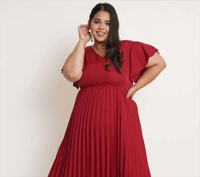 Maroon Pleated Maxi Dress