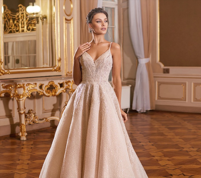 Minimalist Gown with Lace Insets