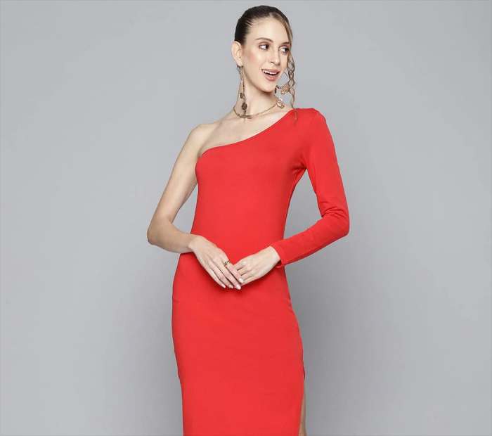 One-Shoulder Midi Dress