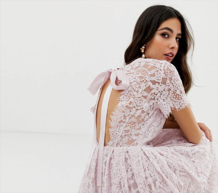 Open-Back Dress with Ribbon Ties