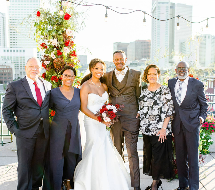 Bride and Groom with Both Sets of Parents