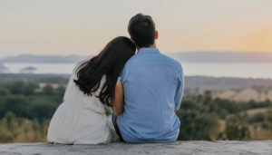 Couple sitting together and enjoying a peaceful moment