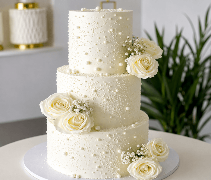 Floral Pearl Wedding Cake - Happy Wedding App Floral Pearl Wedding Cake