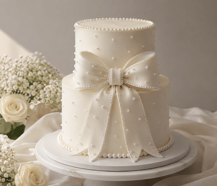 Pearl Bow Wedding Cake - Happy Wedding App Pearl Bow Wedding Cake
