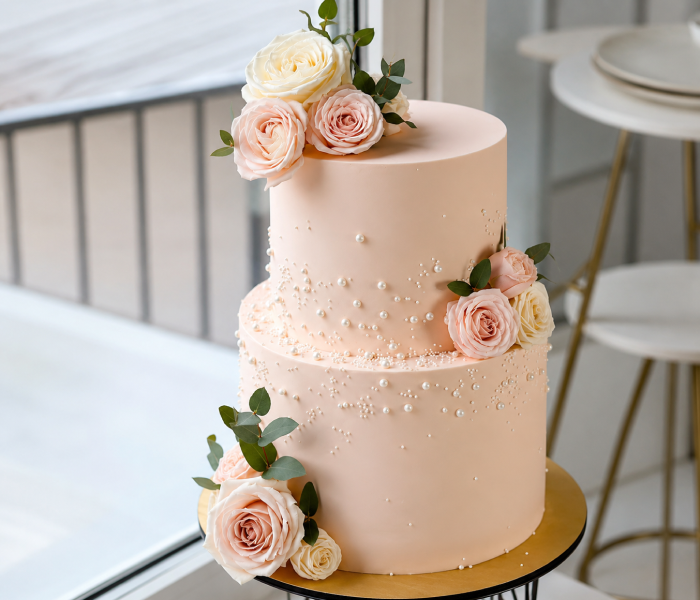 Wedding Velvet Blush Pink Pearl Cake - Happy Wedding App Wedding Velvet Blush Pink Pearl Cake