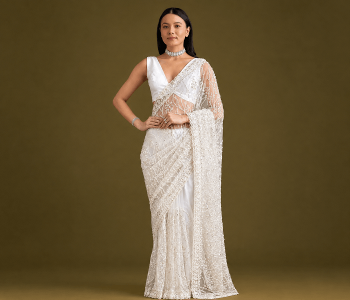 A White Sequin Saree - Happy Wedding App A White Sequin Saree