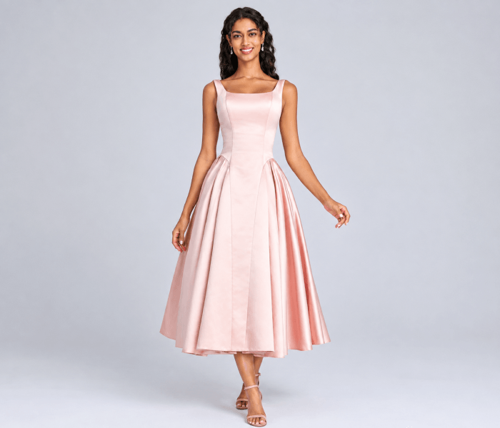 Dusty Rose Chiffon A-Line Dress