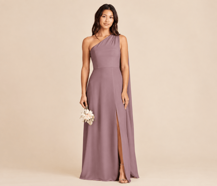 One Shoulder in Mauve Chiffon